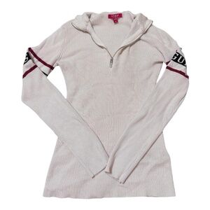 Guess cream quarter zip long sleeve
